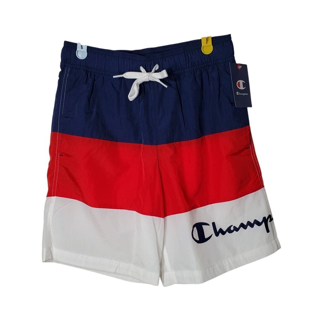 Champion Mens‎ Tri-Color Swim Shorts With Drawstring & Pocket Size Small NWT